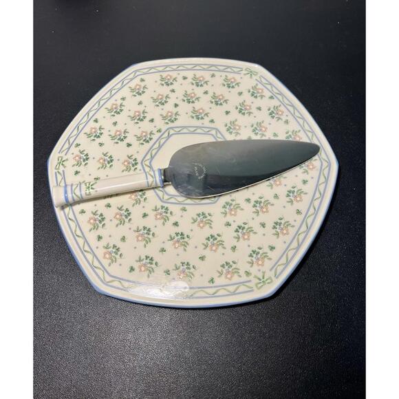 Royal Tara Ireland 1980s “Laura” Floral Bone China Cake Platter & Steel Server - Picture 4 of 16